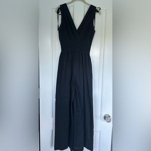 Black Linen V-Neck Young, Broke, and Fabulous Jumpsuit